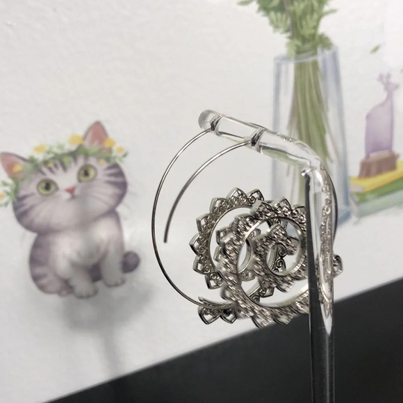 Spiral Gear Heart Shape Women Party Hoop Earrings Jewelry Accessories - Picture 4 of 5